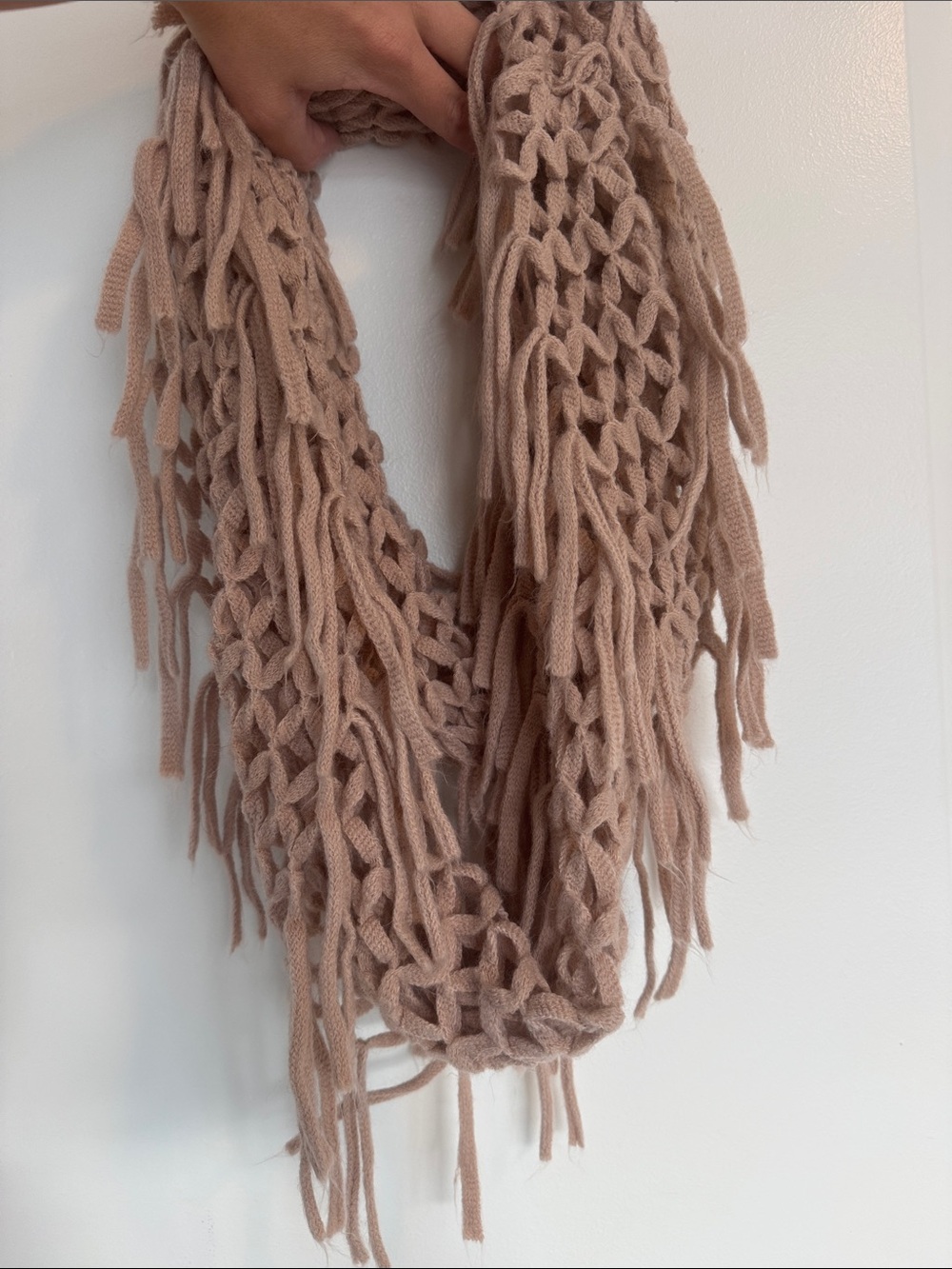 Aldo Blush Knit Fringe Infinity Scarf